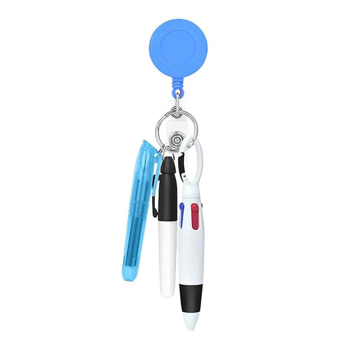 Maxbell Shuttle Pen Office Supplies Gift Compact Nurse Retractable Badge Holder blue