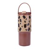 Maxbell Insulated Water Bottle Leakproof Cartoon 23oz for Beverage Smoothie Iced Tea Brown