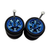 2x 1/64 RC Car Wheels and Tires Sturdy Direct Replaces Spare Parts Accessory Blue