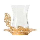 Maxbell Flower Tea Cup Gift Espresso Cups for Valentines Day Female Birthday Present Gold