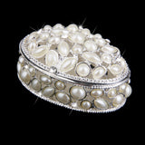 Maxbell Phenovo Oval White Pearl Rhinestone Ring Necklace Jewelry Box Case Holder