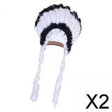 Maxbell 2xFeather Headdress Indian Hat Headwear for Performance Party Carnival Costume Style B