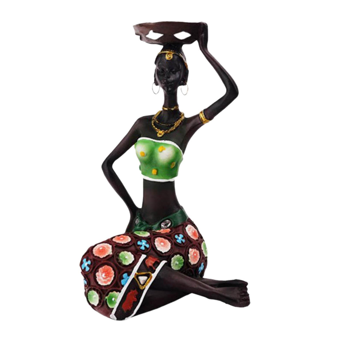 Maxbell Maxbell African Women Statues Candlestick Tea Lights Candle Holder Home Room Green