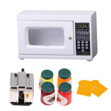 Maxbell 1/12 Dollhouse Miniature Kitchen Supplies Microwave & Bread Maker with Food