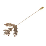 Men Women Maple Leaf Shaped Boutonniere Stick Brooch Pin Suit Shirt Clip Fashion Accessory Gold