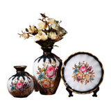 Maxbell Ceramic Flower Vase Set Boho with Round Tray for Indoor Farmhouse Decoration Style A