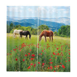 Maxbell Set of 2 Panels Digital Photo Printing 3D Curtains Aminals Three Horses - Aladdin Shoppers