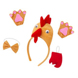 Maxbell Chicken 3D Animal Costume Chick Headband Bowtie Tail Gloves Set for Birthday Brown