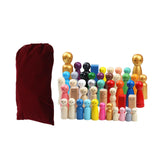 Maxbell 50 Pieces Wood Peg Doll Set Miniature Dollhouse Supplies Wooden People Craft