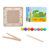 Maxbell Rainbow Color Sorting Toys Wooden Peg Board Beads Game for Preschool Primary