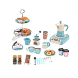 52Pcs Espresso Machine Playset Early Educational Toys for Kids Birthday Gift Blue