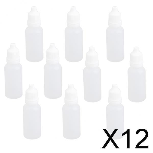 Maxbell 12x10x Empty Squeezable Dropper Bottle Screw Cap for Eye Drops Lab Liquid 15ml