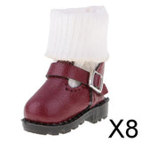 8xFashion PU Leather  Boots Shoes for 12'' Blythe Doll Clothes Maroon