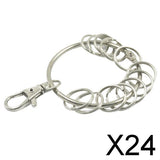 Maxbell 24xLarge Round Alloy Key Chain Keyring Holder Silver