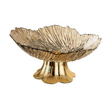 Pedestal Fruit Bowl Home Decor Decorative for Kitchen Dining Room Countertop Transparent Gold