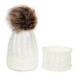 Maxbell Boys Girls Beanie Hats Warm Winter Soft Cotton Knitted Pom Pom Hat White