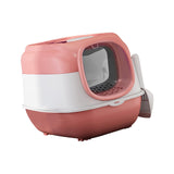 Maxbell Hooded Cat Litter Box with Lid Sturdy Portable Large Pet Litter Box with Lid Pink