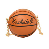 Maxbell Basketball Shaped Purse Casual Mini Round Ball Bag for Street Work Commuting brown