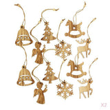 Maxbell 24pcs Assorted Wooden Christmas Tree Hanging Decoration Xmas Ornaments