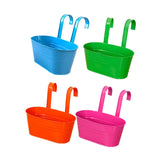 Maxbell 4x Hanging Flower Pots Bucket Plant Pots for Courtyard Indoor Outdoor Garden Style B