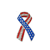 Maxbell Diamante Rhinestone USA American Flag Ribbon Brooches Pins Patriotic Jewelry - Aladdin Shoppers