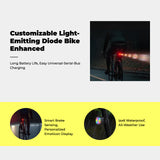 Bike Smart Brake Sensing, light-emitting diode Rear Light, Waterproof, Universal Universal Charging PortC-type port, Night Riding Black other