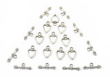 Maxbell 10 Sets Silver Toggle Clasps+25Pcs Alloy Silver Pendants Charms DIY Jewelry