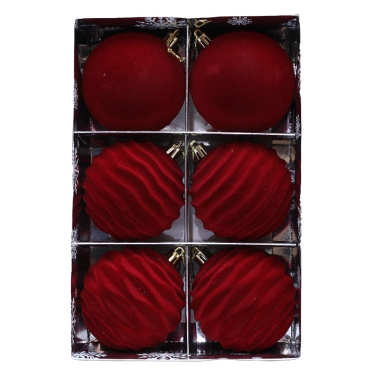 Maxbell 6 Pieces 8cm Christmas Tree Flocking Ball Ornaments Versatile