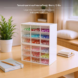 Maxbell 6-Pack 9compartment Drawer Storage Box, pale synthetic Bead Organizer, Desktop Cosmetics Holder, Stackable Transparent Partition, Space-Saving Compartment for Dorm, Bedroom, Office White 2 Pcs