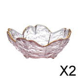 Maxbell 2xGlass Sauce Bowl Mini Serving Plate for Ice Cream Soy Sauce Sushi Condiments with gold inlay