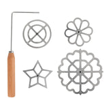 Maxbell 5Pcs Rosette Iron Set Cookies Maker Cooking Easy to Use Rosettes Timbale Set