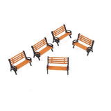 Maxbell 2X 5pcs 1:75 Scale Plastic Park Bench Model Landscape Scenery Deco w/ Black Arm