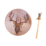 Maxbell Shaman Drum Handmade Meditation Decorative with Drum Stick Music Lovers Gift brown deer head