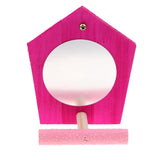 Maxbell Bird Supplies Toy Mirror Pet Parrot Perch Stand Bar Swing Random Color