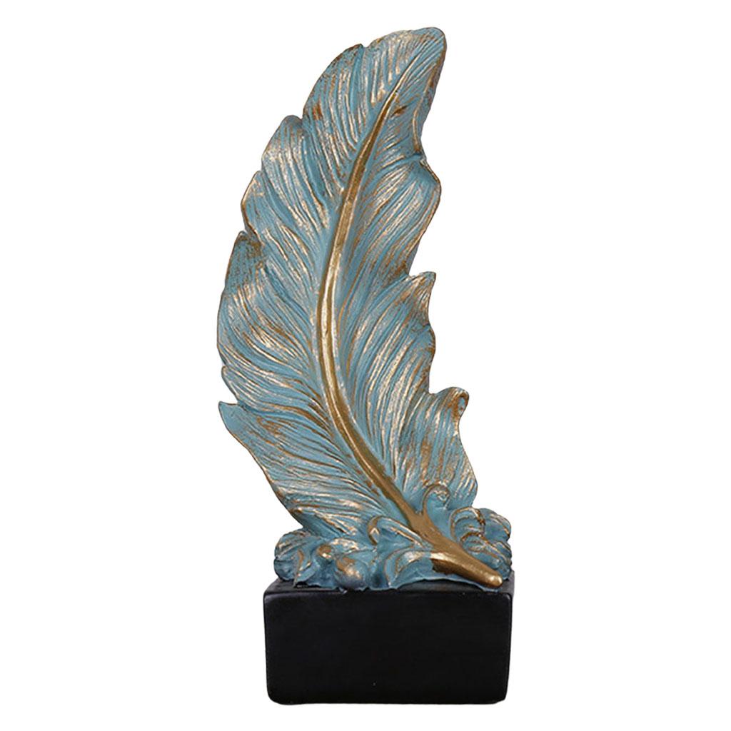 Maxbell Maxbell Art Feather Statue Living Room Home Decor Sculptures Blue 30x11x11cm