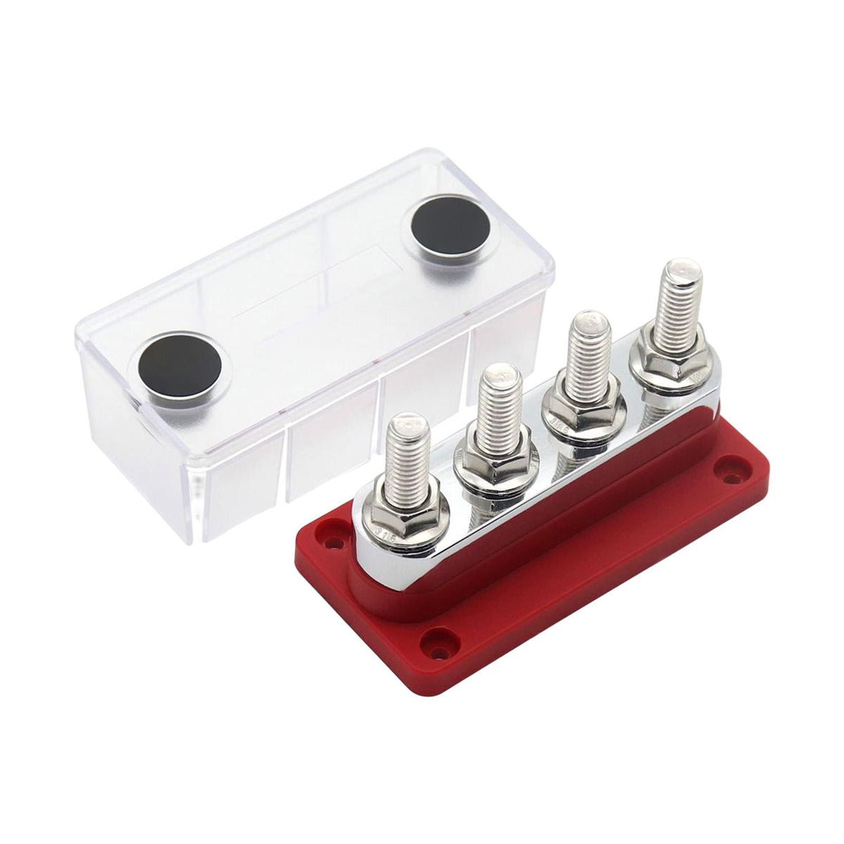 48V DC Bus Bar Power Distribution Block with Cover for Car Automotive Red