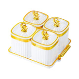 Maxbell Dried Fruit Plate Food Storage Box Wedding Nuts Plate for Home Party Holiday White 4 Grids
