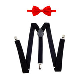 Maxbell Men Suspenders with Bow Tie Y Back Braces for Trousers Formal Wear Halloween Black Red
