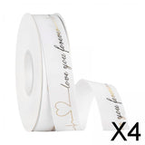 Maxbell 4xValentine's Day Ribbon Romantic DIY Crafts for Greeting Cards Holiday Wreath White