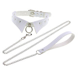 Maxbell Punk Collar Choker Adjustable Vingate PU Leather O Ring Choker Necklace white