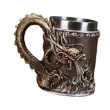 Maxbell Beer Mug Embossed with Handle Drinkware Drinking Mug for Travel Office Party bronze