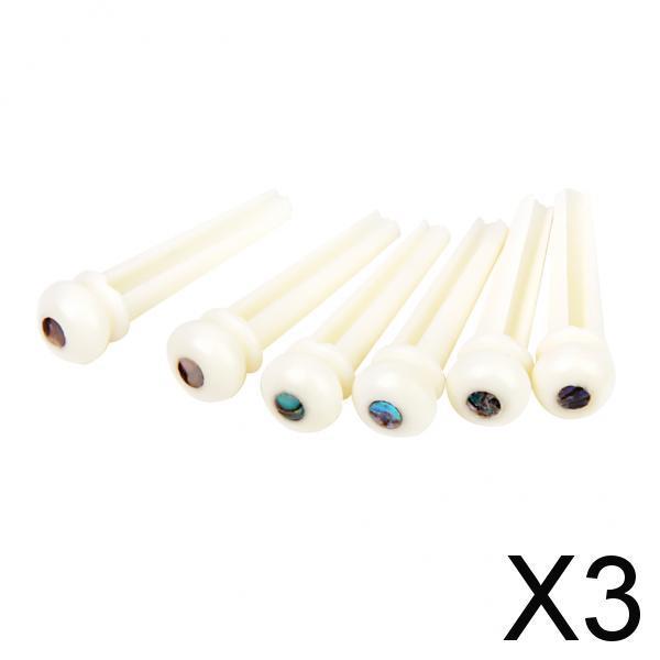Maxbell 3x6pcs Cattle Bone Endpin with Bridge End Pin for Acoustic Guitar