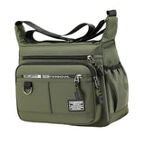 Maxbell 2xMen Shoulder Bag with Zipper Closure Girls Oxford Multilayer Pocket Tote Bag green