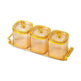 Maxbell Dried Fruit Plate Food Storage Box Wedding Nuts Plate for Home Party Holiday Amber 3 Grids
