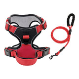 Maxbell Dog Harness with Leash Adjustable Soft with Front Clip for Dogs Pets Walking Red Black L
