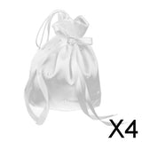 Maxbell 4xSatin Pearl Rhinestone Wedding Bridal Dolly Bag Handbag Ivory 22x22cm