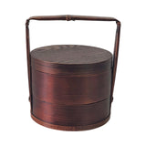 Maxbell Portable Bento Box Practical Wood Wooden Bento Box for Work Farmhouse School 18x18x20 cm Dark brown