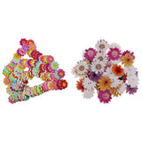Maxbell 150Pcs Daisy Flower Wooden 2-holes Buttons for Crafts Scrapbooking 20mm 25mm