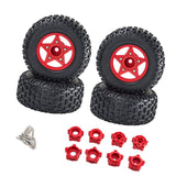 Maxbell 4Pcs 1:8 1:10 Wheels and Tires DIY Supply Rubber Tires Set Hobby Model Truck red