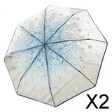 Maxbell 2xTransparent Umbrella Blossom Dome Umbrella Clear Bubble Umbrella Blue